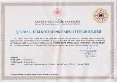 ÇED YETERLİLİK BELGESİ - İZMİR