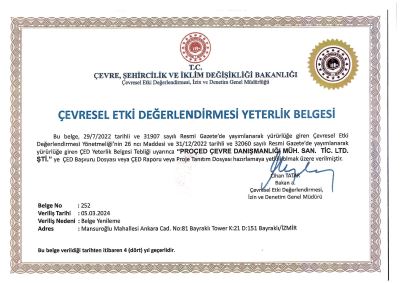 ÇED YETERLİLİK BELGESİ - İZMİR